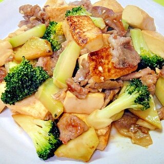 豆腐とブロッコリー豚肉の和風炒め